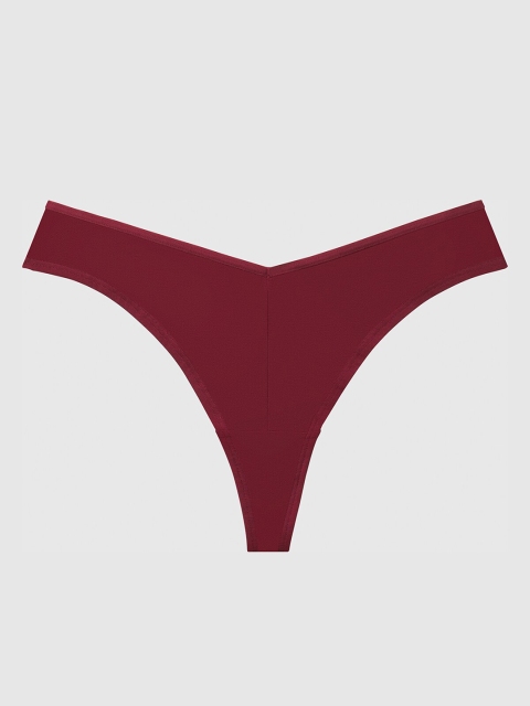 La Senza Women Burgundy Solid Front Thongs 11150356-92Q1
