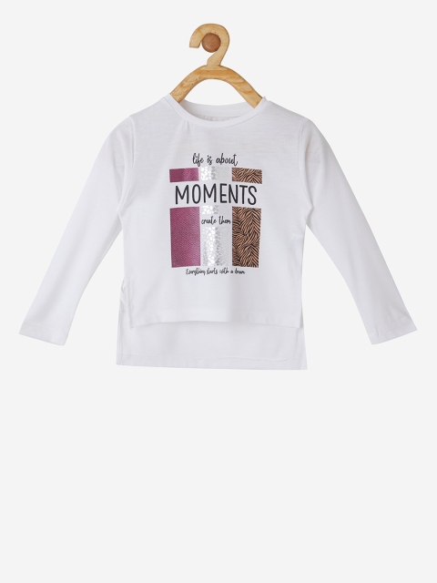 VITAMINS Girls White Printed High-Low Top