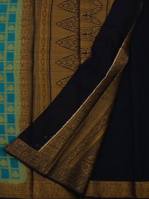 Pothys Blue & Brown Poly Georgette Woven Design Saree