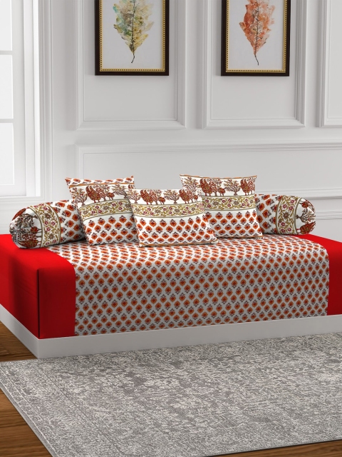 Rajasthan Decor Red Printed Sustainable Diwan Set