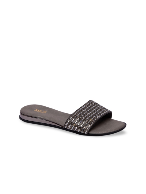 Inc 5 Women Grey Embellished Open Toe Flats