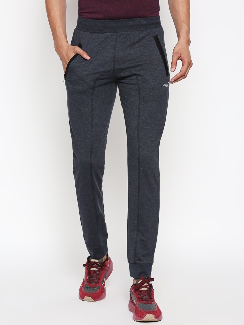 FiTZ Men Grey Solid Slim-Fit Bio-Wash Joggers, Charcoal