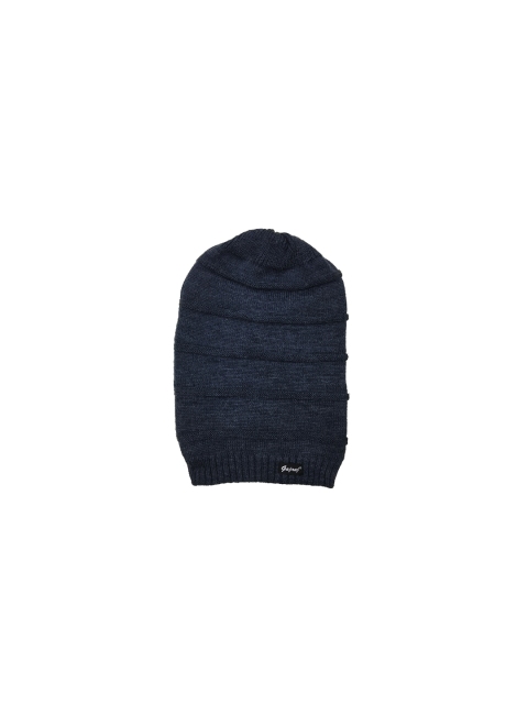 Gajraj Unisex Navy Blue Self Design Beanie