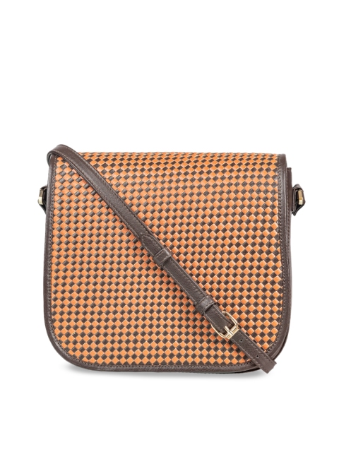 THE GUSTO Beige & Brown Textured Sling Bag