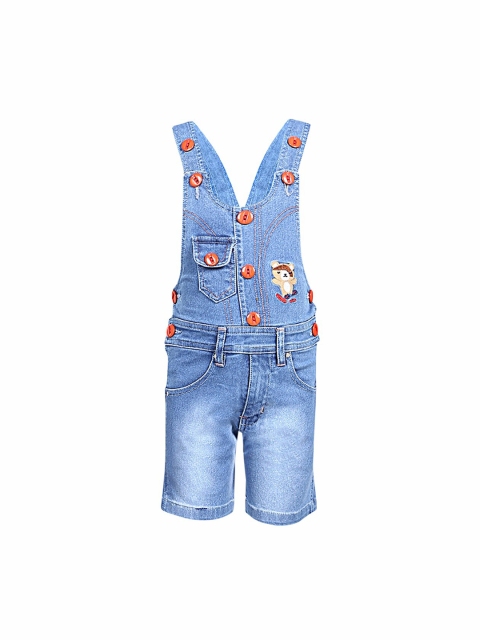 FirstClap Kids Blue Denim Knee-Length Dungarees