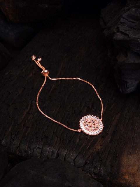 DIVA WALK EXCLUSIVE Rose Gold-Plated CZ Studded Handcrafted Bangle-Style Bracelet