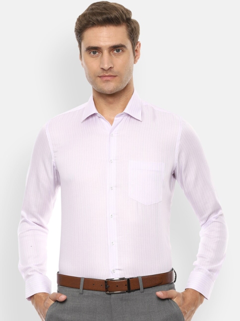Van Heusen Men Pink Slim Fit Striped Formal Shirt