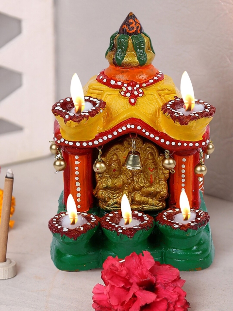 Aapno Rajasthan Yellow & Green Terracotta Laxmi Ganesh Temple With Hanging Bells & Deepak
Aapno Rajasthan Yellow & Green Terracotta Laxmi Ganesh Temple With Hanging Bells & Deepak