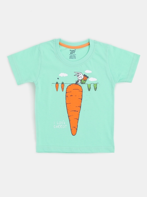 Toonyport Boys Green Printed Round Neck T-shirt