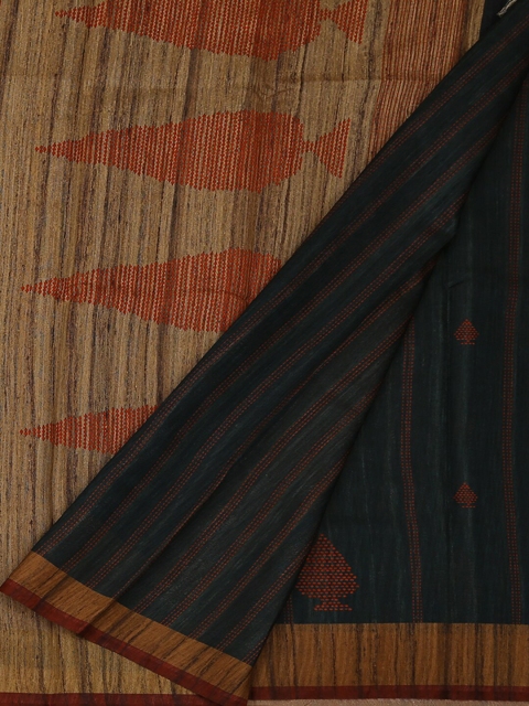 Pothys Green & Beige Jute Silk Printed Saree