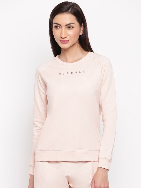 Enamor Women Pink Relaxed Fit Basic Sweat Shirt