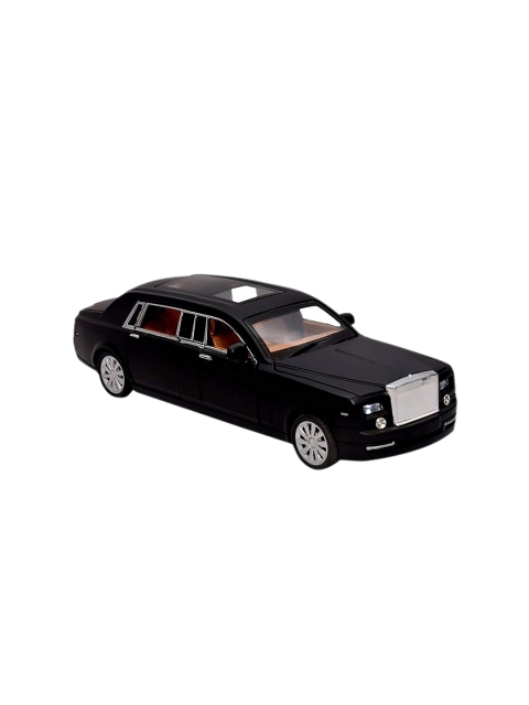 Webby Kids Black Plastic Die Cast Rolls Royce Pull Back Sedan with Blinking Lights