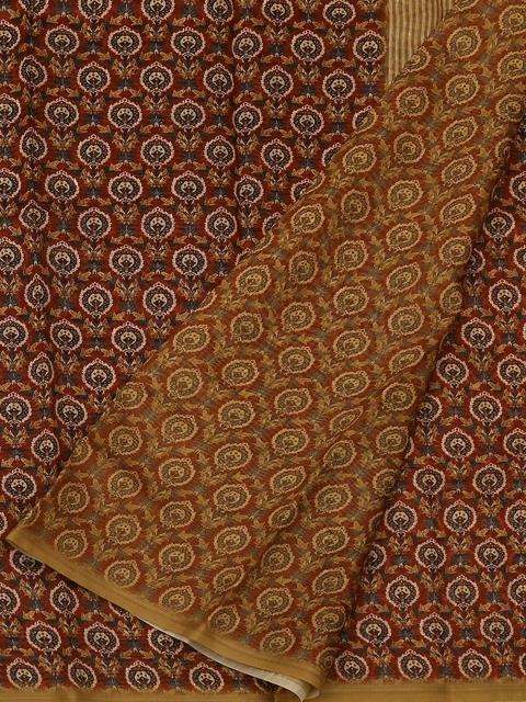 Pothys Maroon & White Jute Silk Floral Printed Saree
