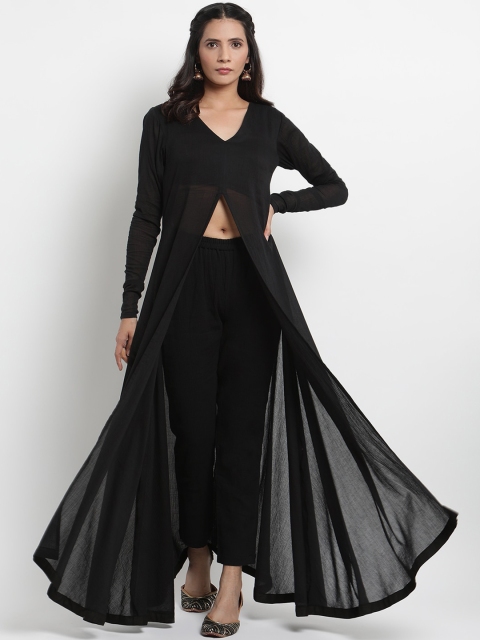 trueBrowns Women Black Solid Anarkali Kurta