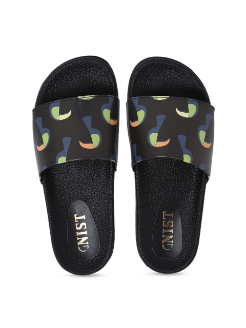 GNIST Women Black Printed Sliders