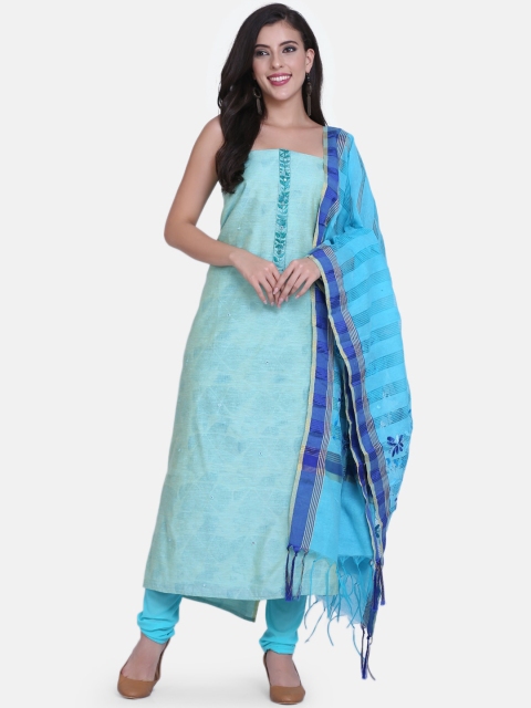 BOMBAY SELECTIONS Blue Cotton Blend Unstitched Dress Material