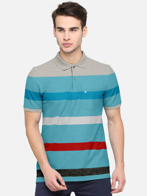 BULLMER Men Blue Striped Polo Collar T-shirt
BULLMER Men Blue Striped Polo Collar T-shirt