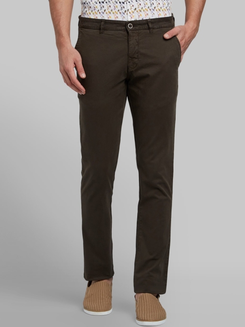 Parx Men Green Tapered Fit Solid Regular Trousers