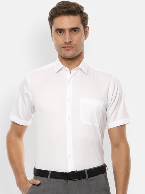 Van Heusen Men White Slim Fit Solid Formal Shirt