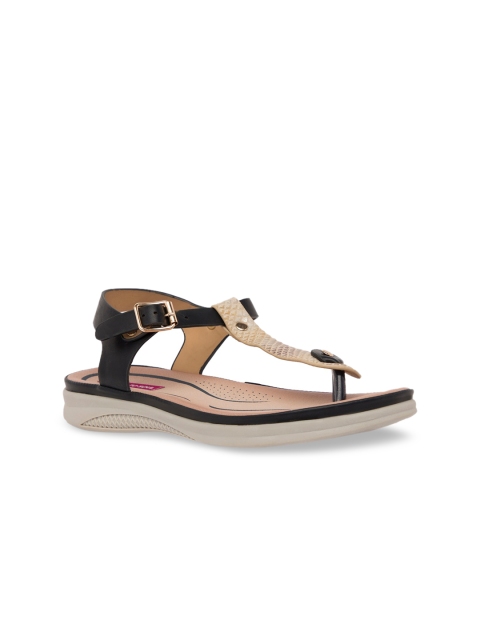 Sole To Soul Women Black & Beige Colourblocked Sandals