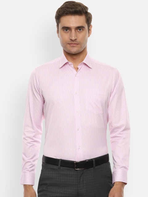 Van Heusen Men Pink Slim Fit Striped Formal Shirt