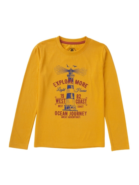 Cub McPaws Boys Yellow Printed Round Neck T-shirt