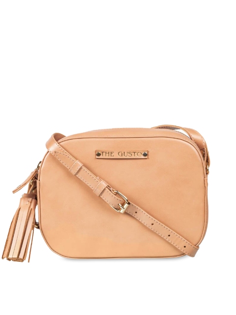 THE GUSTO Nude-Coloured Solid Sling Bag