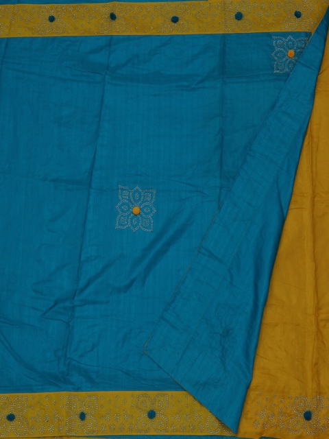 Pothys Blue Solid Art Silk Saree