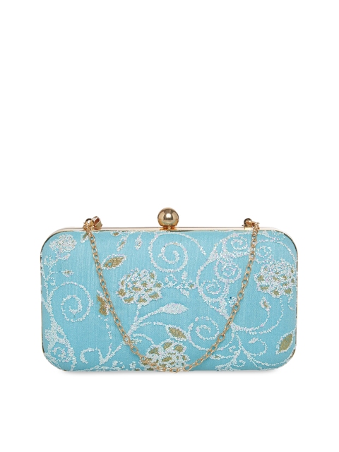Tokyo Talkies Blue Embellished Box Clutch