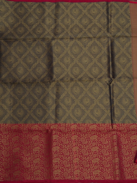 Pothys Navy Blue & Gold-Toned Tissue Woven Design Saree