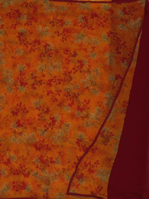 Pothys Orange & Maroon Poly Georgette Printed Saree