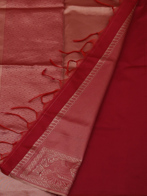 Pothys Magenta Solid Jute Silk Saree