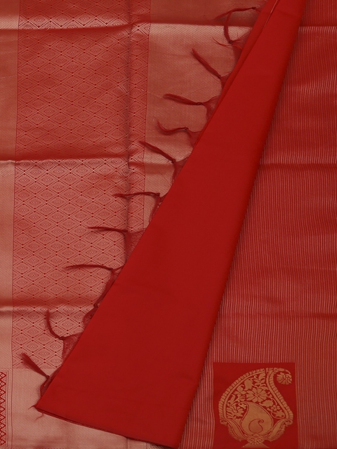 Pothys Red Striped Jute Silk Saree