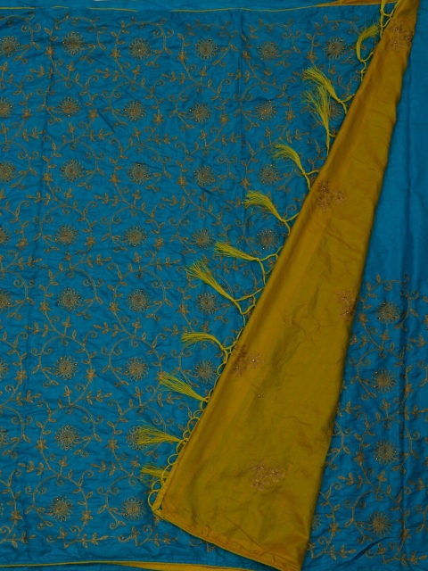 Pothys Blue Embellished Art Silk Saree