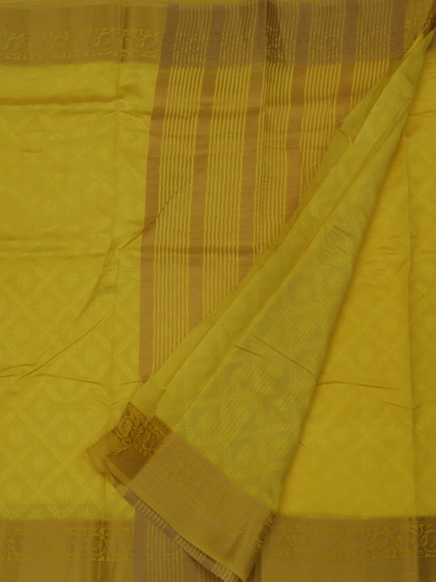Pothys Lime Yellow Woven Design Jute Silk Saree, Lime green