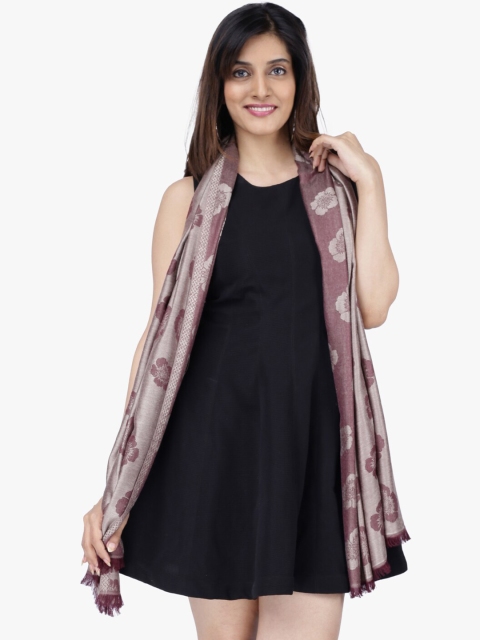 Scarves & Glitters Women Brown Woven Design Stole