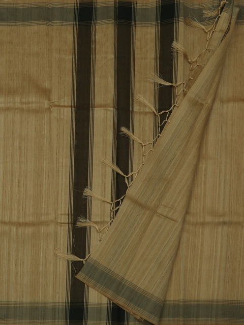 Pothys Gold-Toned & Black Jute Silk Striped Saree