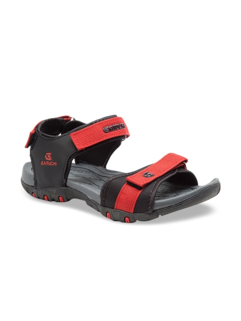 Ganuchi Women Black & Red Sports Sandals