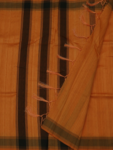 Pothys Orange Striped Jute Silk Saree