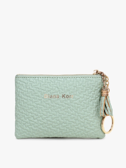 Diana Korr Women Green Textured Zip Around Wallet