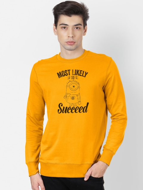 Free Authority Men Yellow Minions Printed Sweatshirt