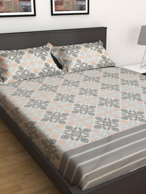 GRES HOME Off-White & Grey Ethnic Motifs 144 TC Cotton 1 King Bedsheet with 2 Pillow Covers
GRES HOME Off-White & Grey Ethnic Motifs 144 TC Cotton 1 King Bedsheet with 2 Pillow Covers