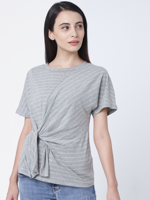 Deal Jeans Women Grey Striped Top