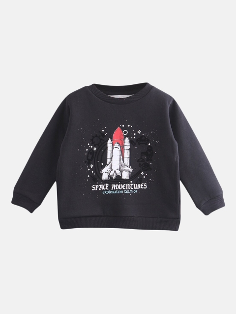 Beebay Boys Black & White Printed Sweatshirt