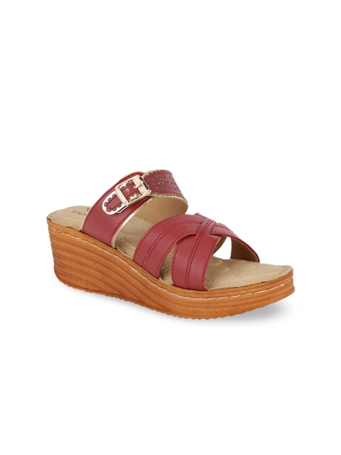 TRASE Women Maroon Solid Wedges