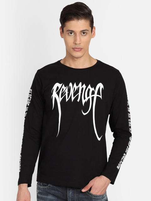 PUNK Men Black Printed Round Neck T-shirt