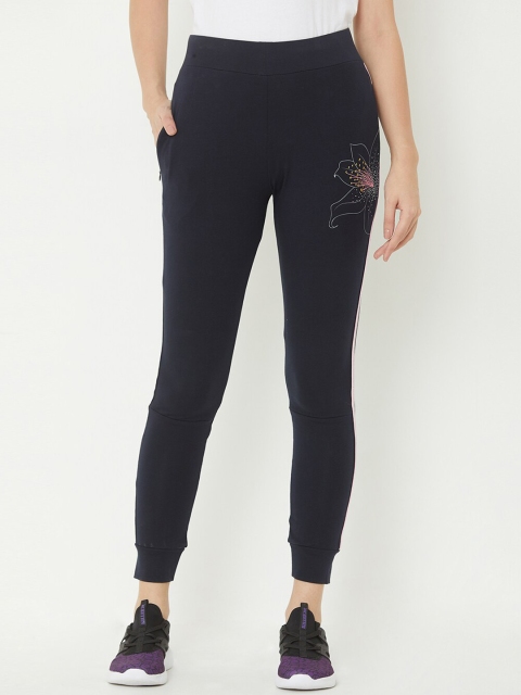 Sweet Dreams Women Navy Blue & White Solid Slim-Fit Joggers