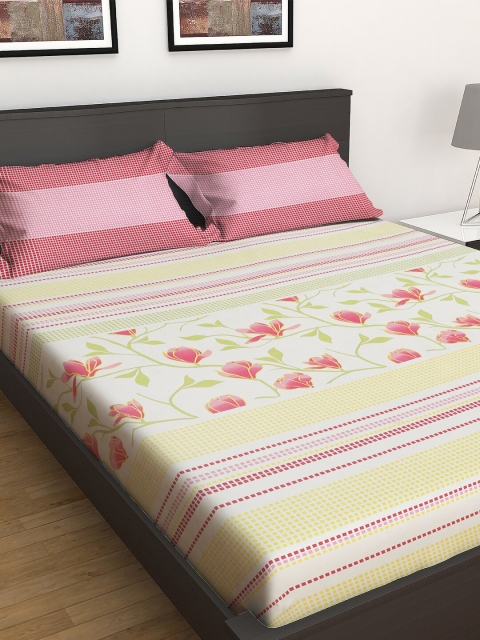 GRES HOME Off-White & Yellow Floral 144 TC Cotton 1 King Bedsheet with 2 Pillow Covers
GRES HOME Off-White & Yellow Floral 144 TC Cotton 1 King Bedsheet with 2 Pillow Covers