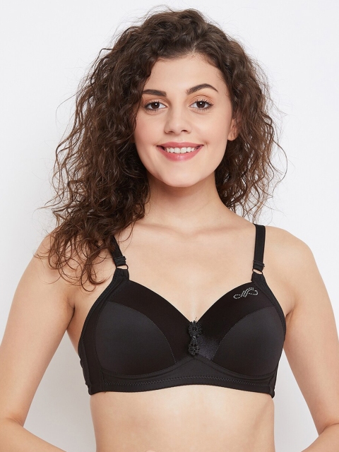 SECRETS BY ZEROKAATA Black Solid Non-Wired Lightly Padded Everyday Bra SZBLK707