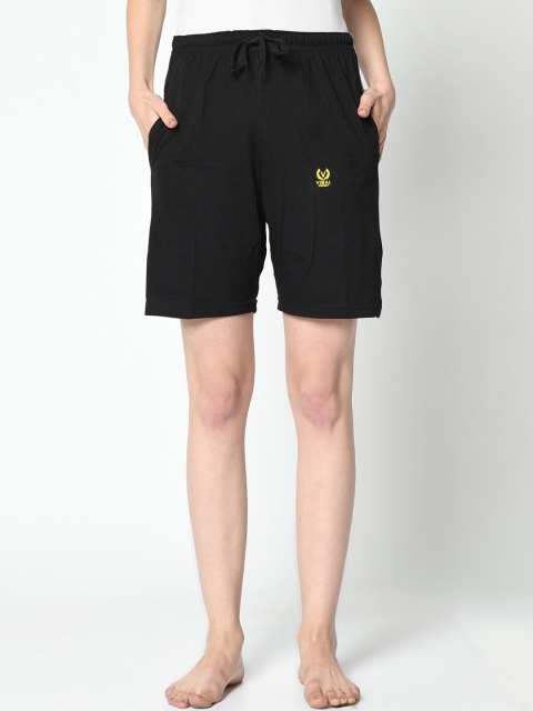 VIMAL JONNEY Women Black Solid Lounge Shorts